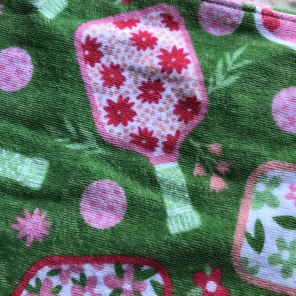 Envogue Green and Pink PICKLEBALL Beach Towel